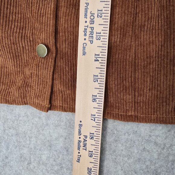 Shein Womens Corduroy Button-Up Mini Skirt Brown Medium Textured Polyester - Picture 6 of 6